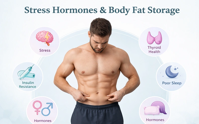 Stress hormones and body fat storage